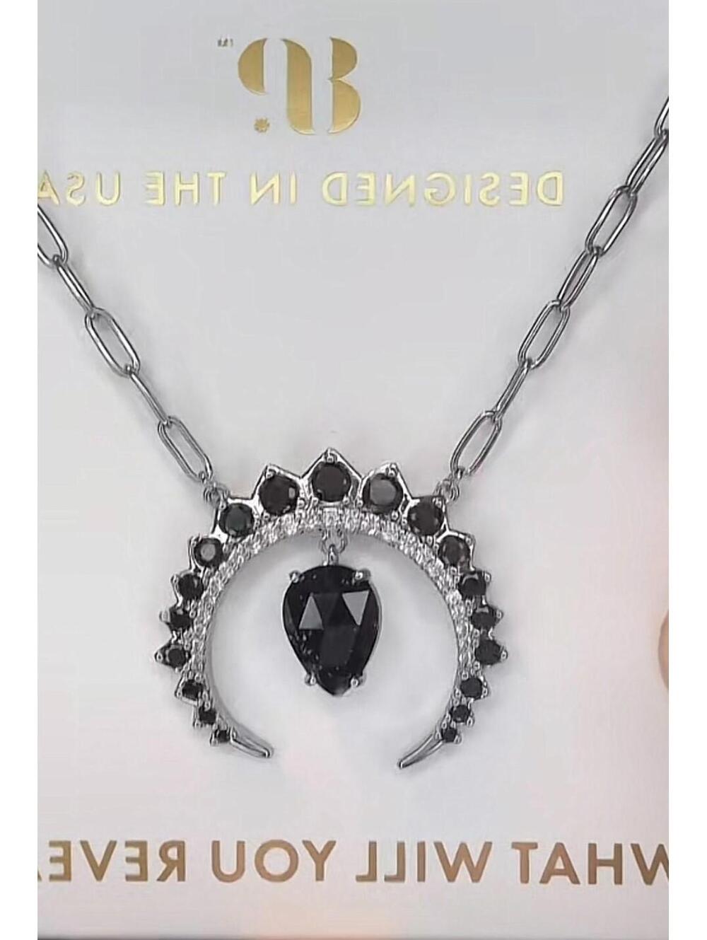 Bomb Party UNTAMED "Dark Trappings" Necklace on Rhodium "Moon"